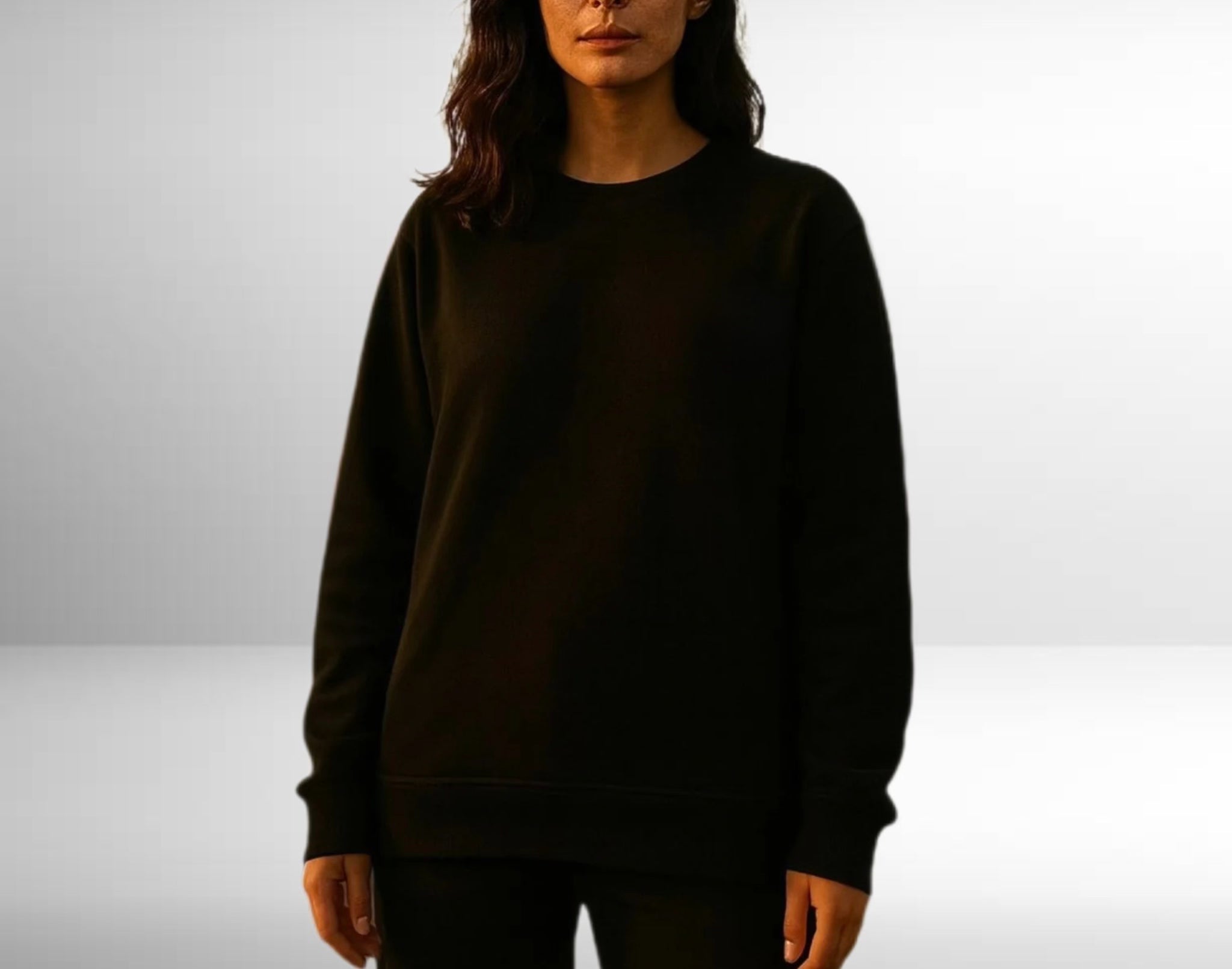 Oversized Round Neck Sweatshirt – Black